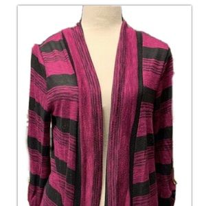 Stripped Purple Light Cardigan Tunic Buttonless